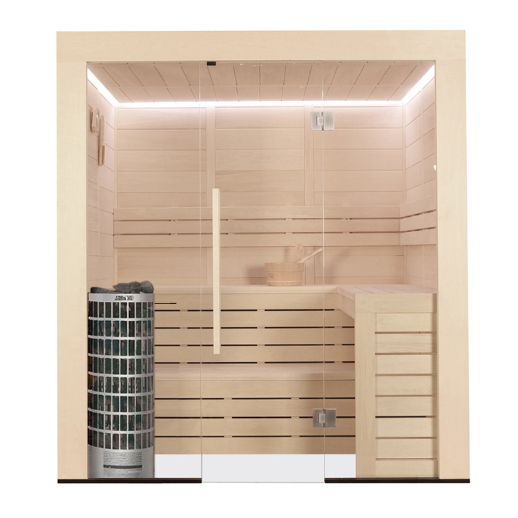 1 Finnische Sauna AWT E1202C aus Pappelholz inkl. Saunaofen Cilindro / 202 x 168