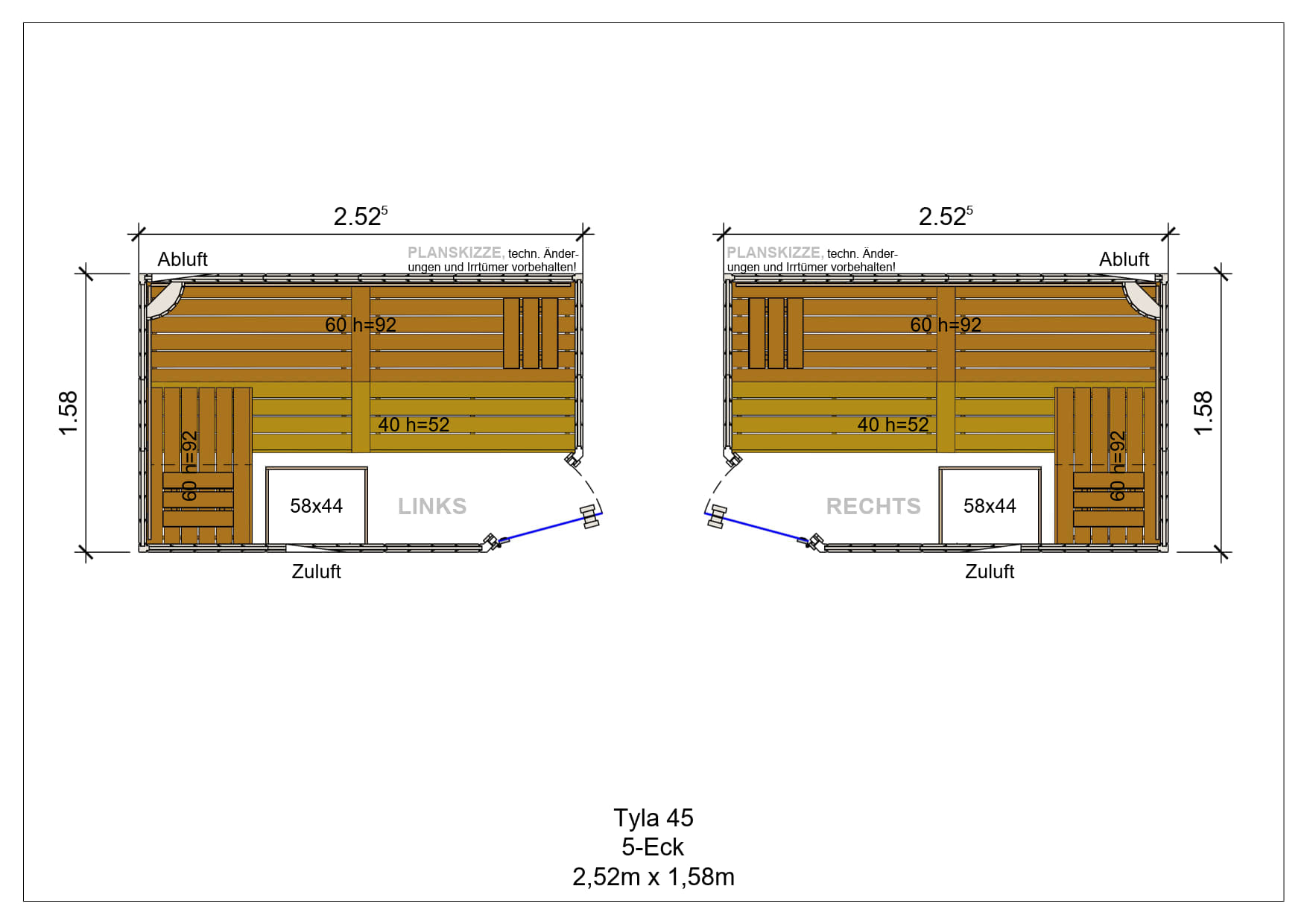 Sauna premium de madera maciza Tyla pentagonal fabricada a medida