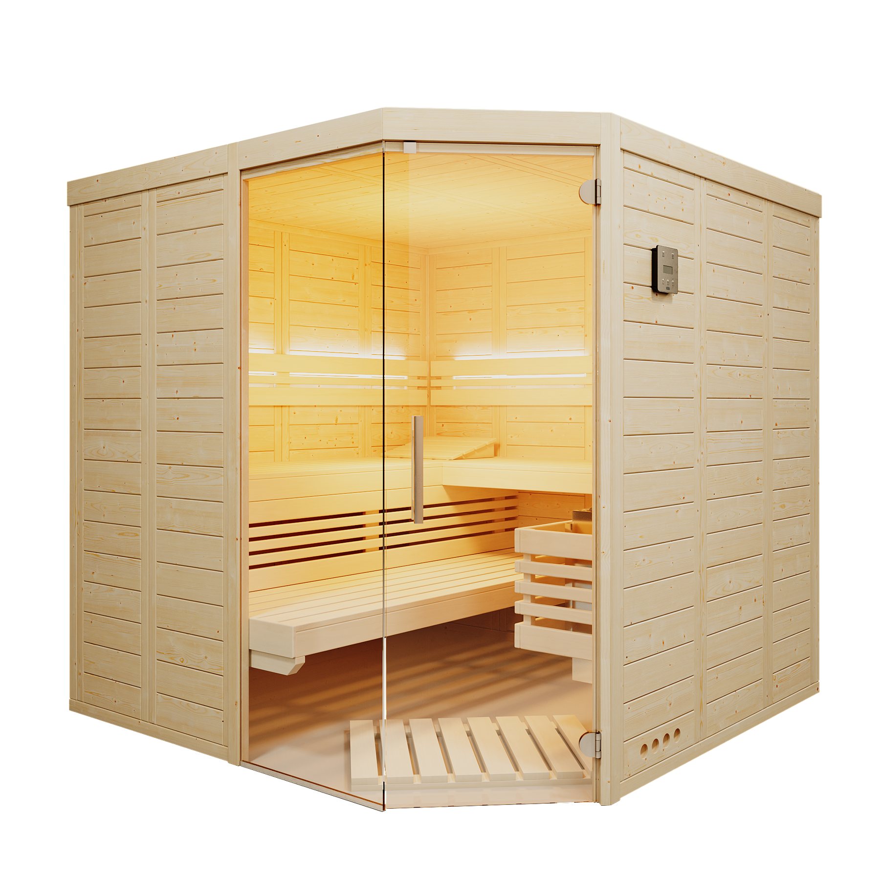 Infraworld Massivholzsauna Solido 210 Ecke