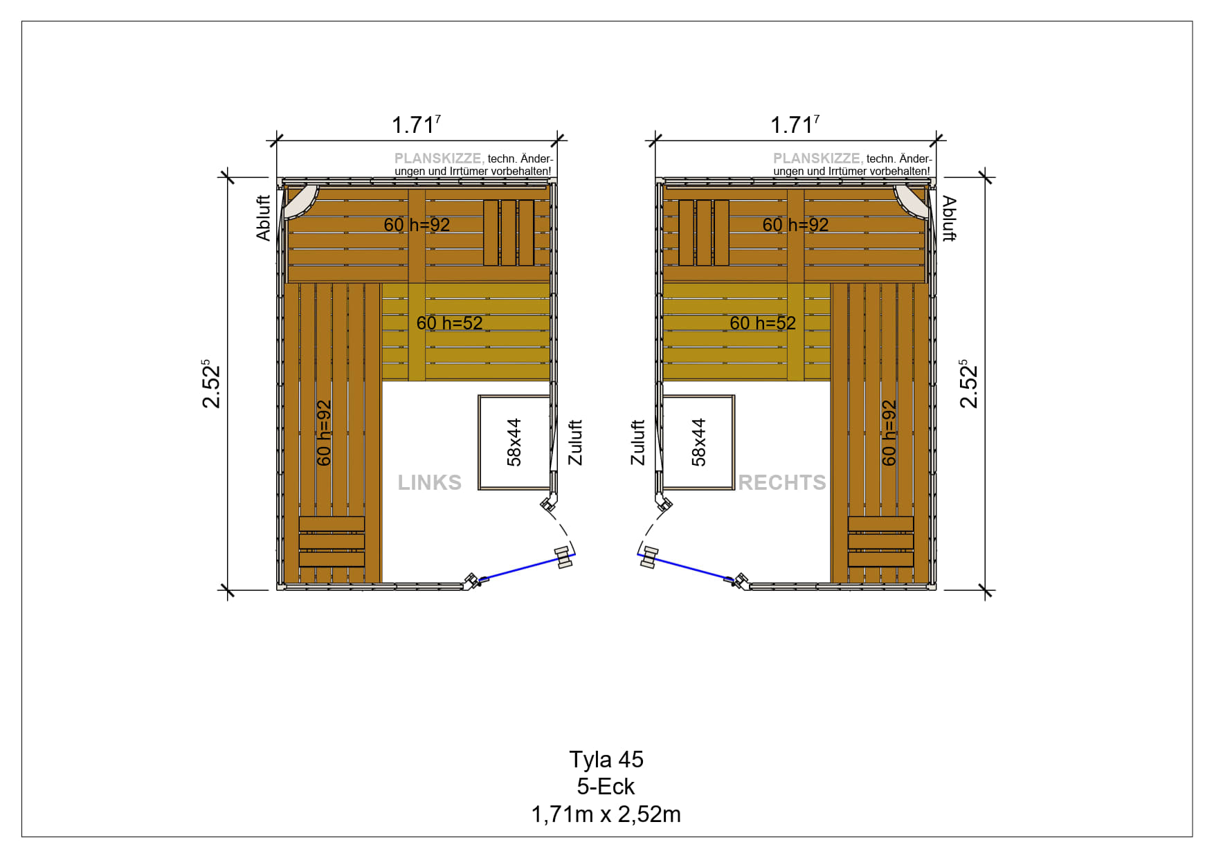 Sauna premium de madera maciza Tyla pentagonal fabricada a medida