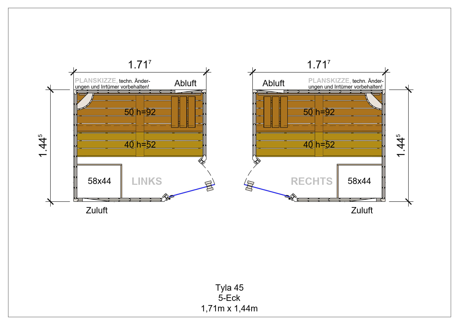 Sauna premium de madera maciza Tyla pentagonal fabricada a medida