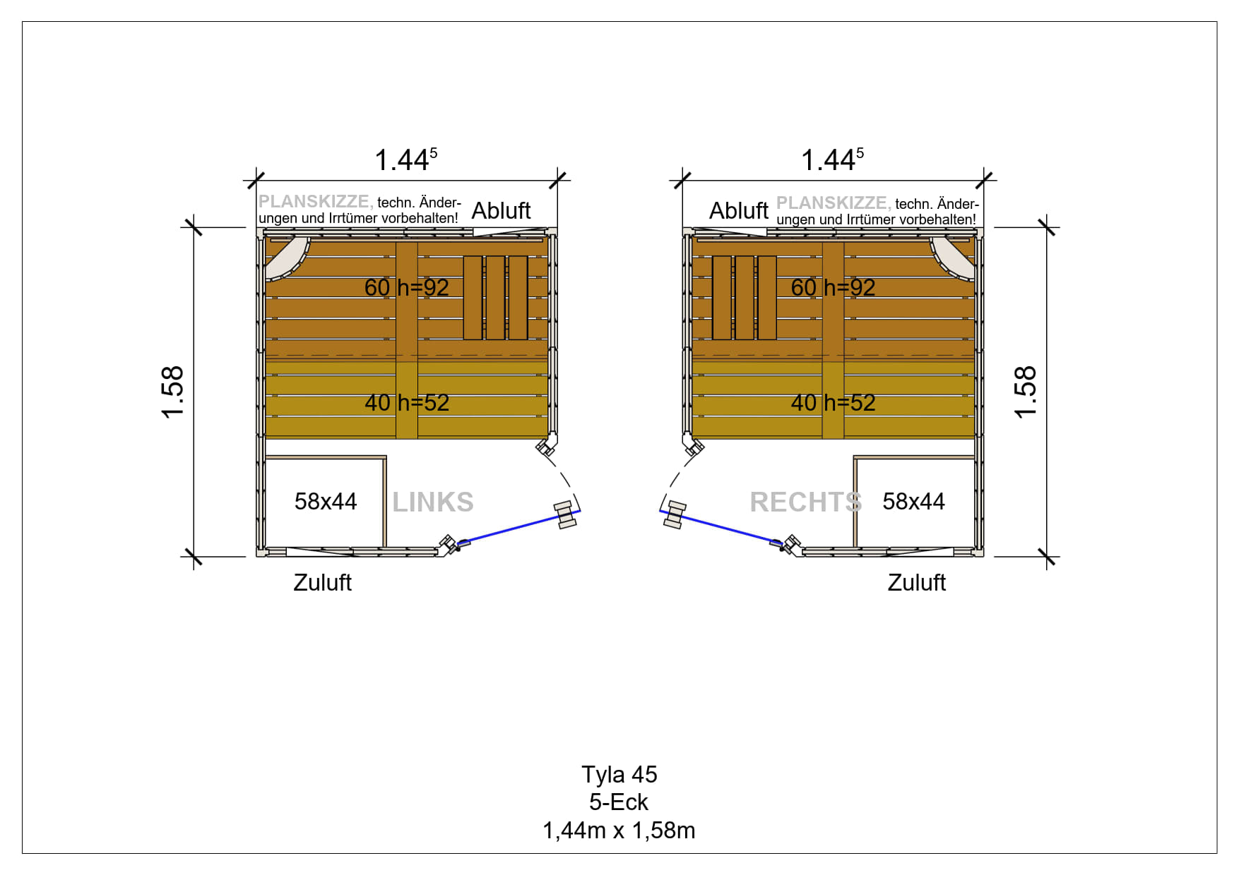 Sauna premium de madera maciza Tyla pentagonal fabricada a medida