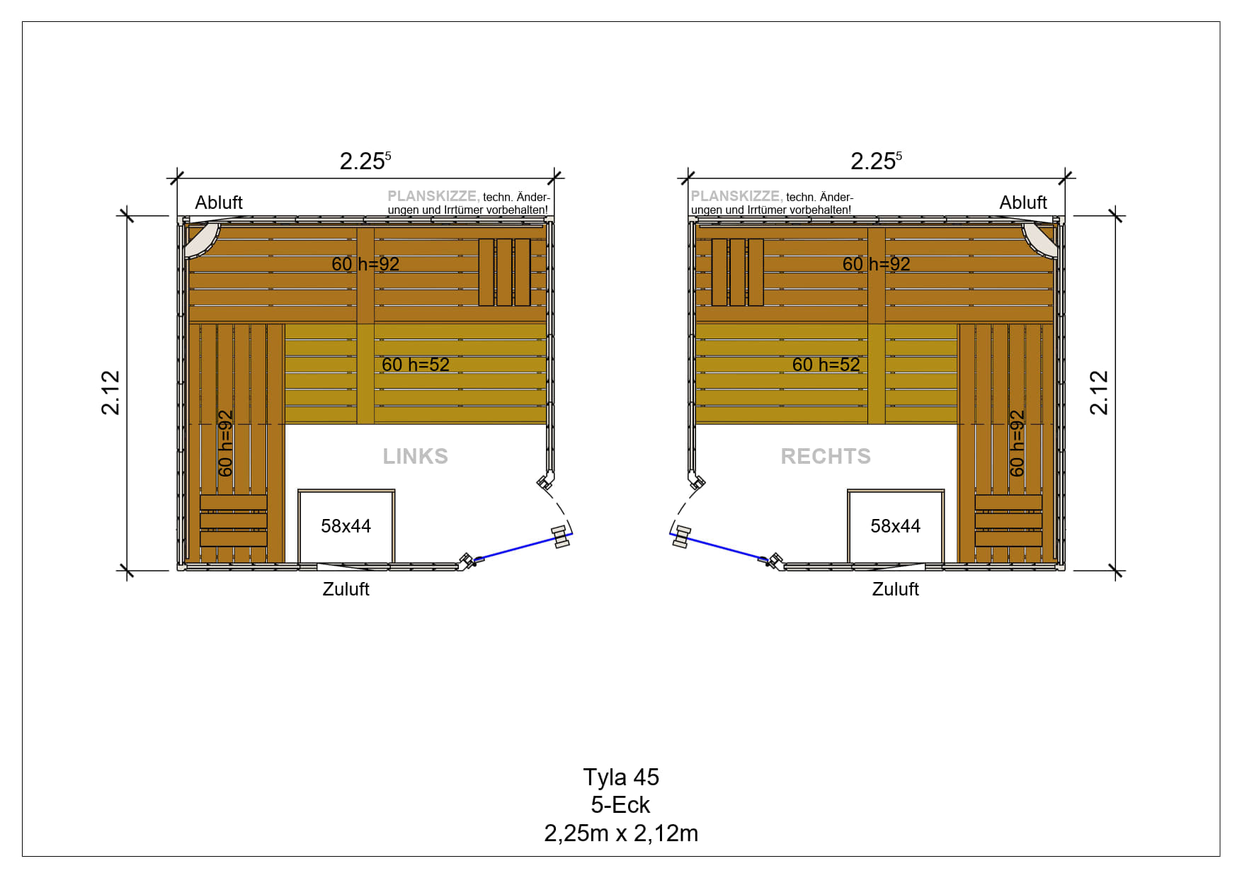 Sauna premium de madera maciza Tyla pentagonal fabricada a medida