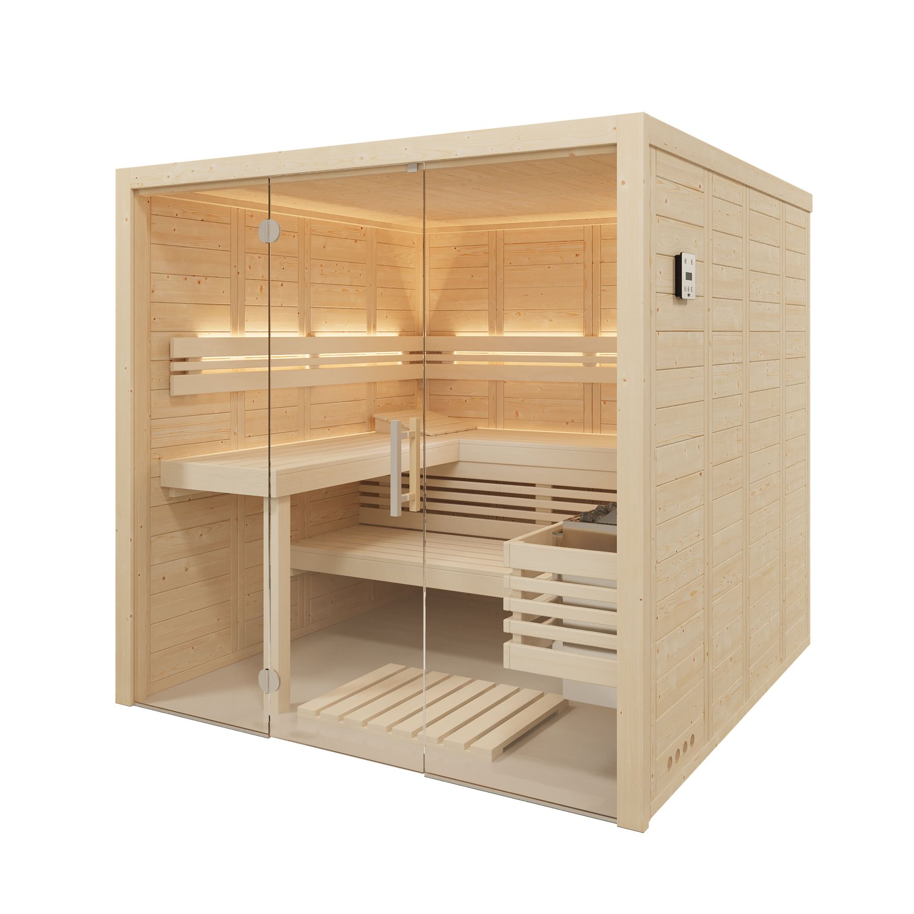 Infraworld Massivholzsauna Solido Glas 215 – Ansicht 3