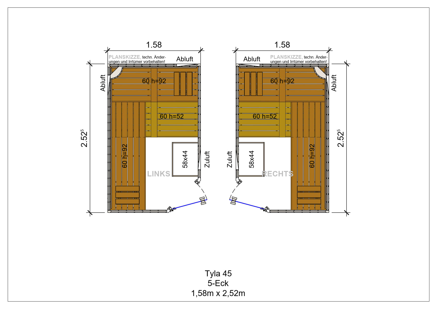 Sauna premium de madera maciza Tyla pentagonal fabricada a medida