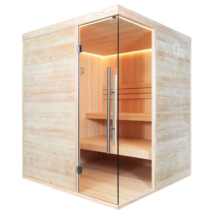 Finnische Sauna AWT E1805 aus Pinienholz inkl. Ofen / 180 x 180 Finnische Sauna AWT E1805 aus Pinienholz inkl. Ofen / 180 x 180