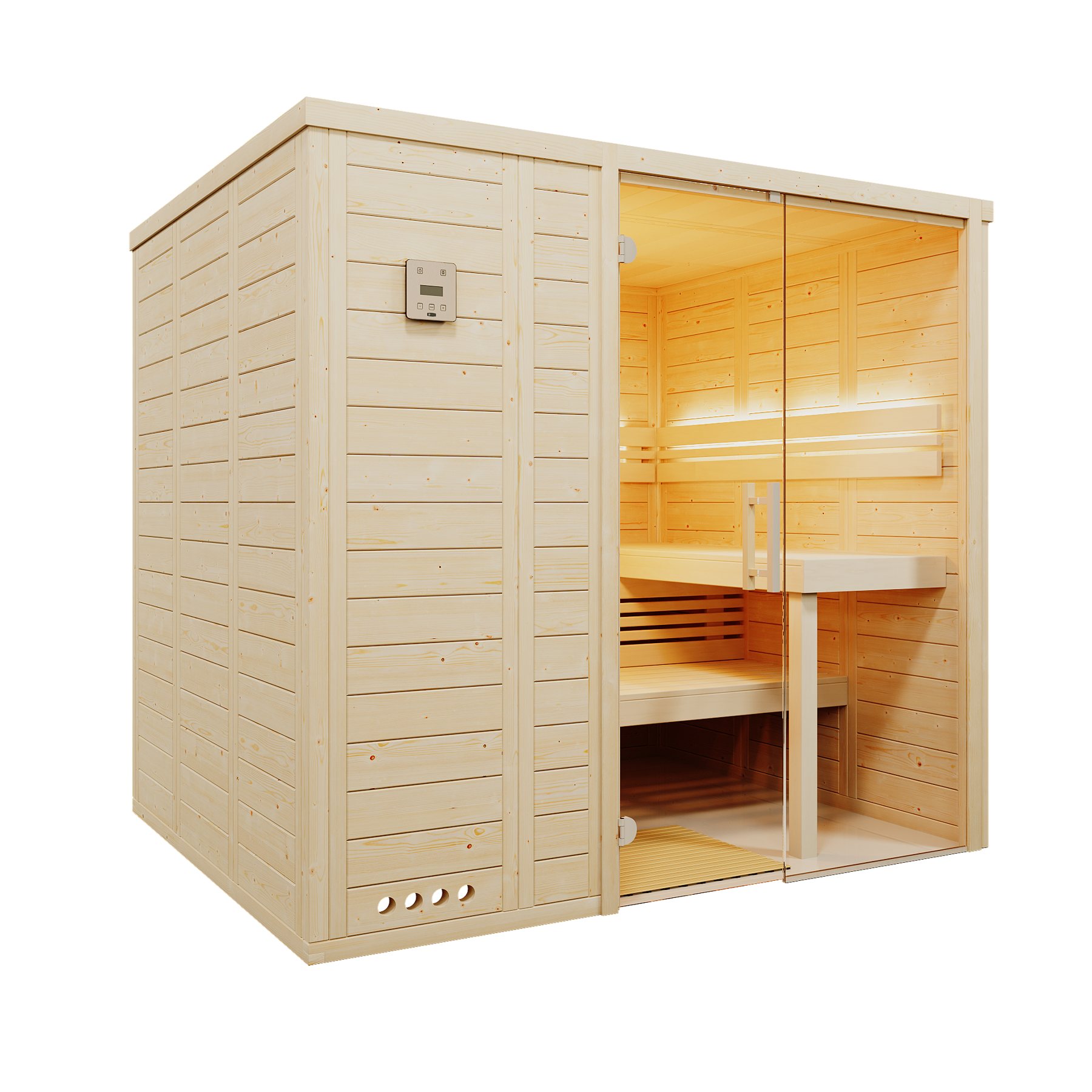 Infraworld Massivholzsauna Modula – Maßanfertigung – Ansicht 2