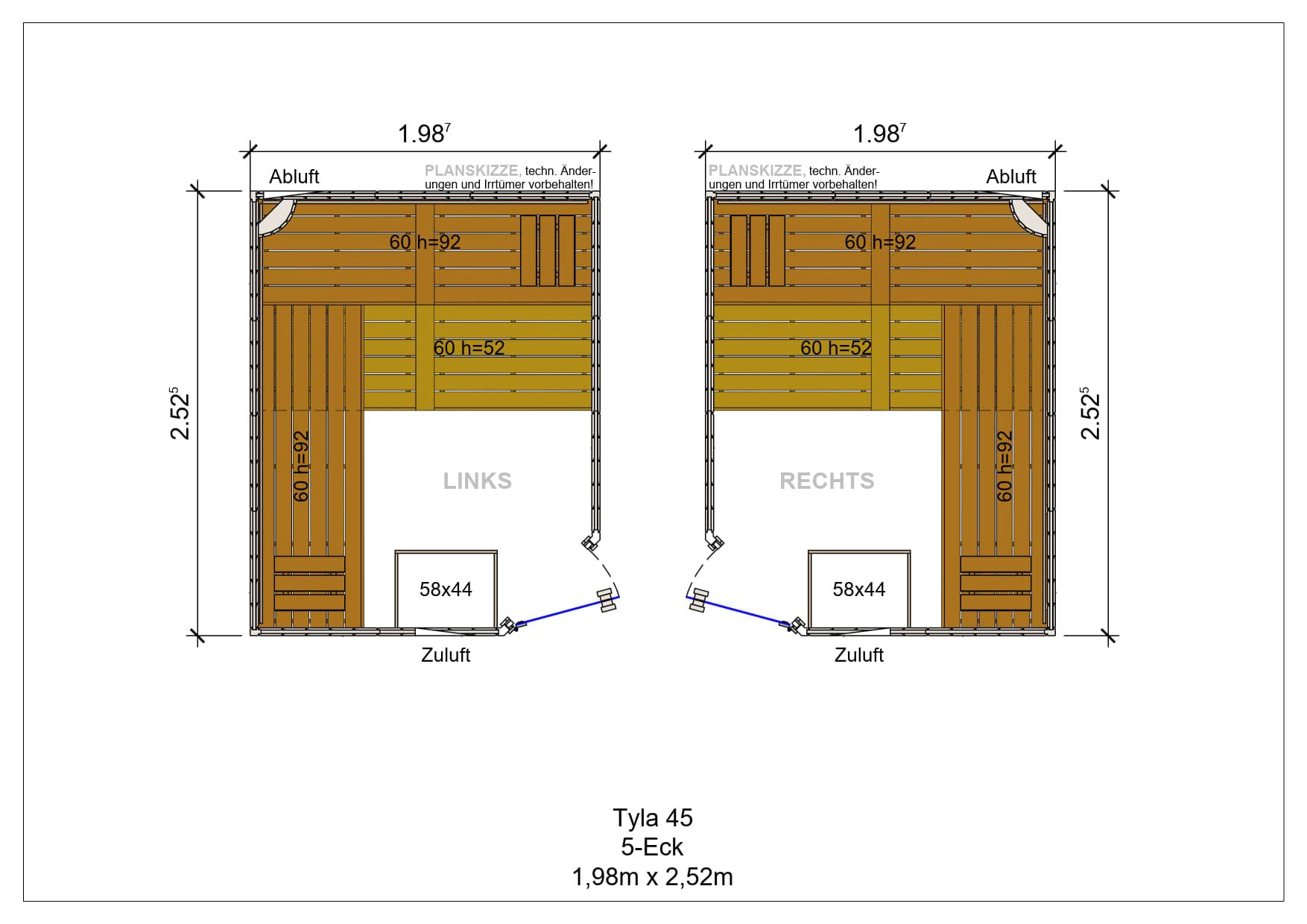Sauna premium de madera maciza Tyla pentagonal fabricada a medida