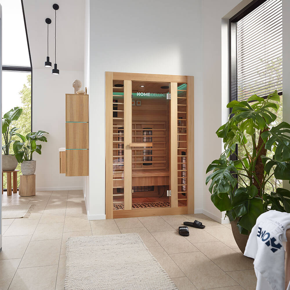 Sauna de infrarrojos Redsun M Deluxe Plus con emisores de espectro completo y de magnesio 120 x 105 x 190 cm
