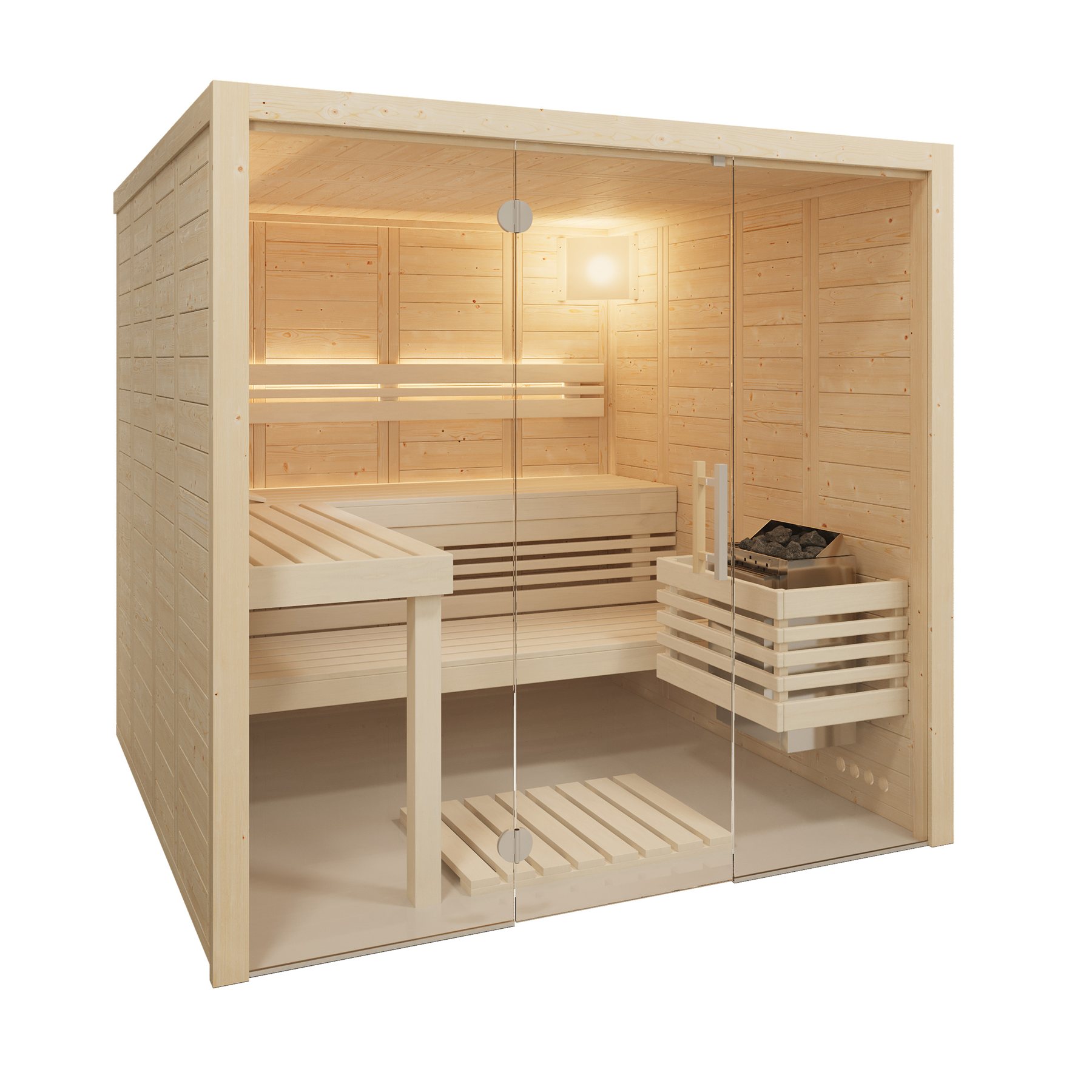 Infraworld Massivholzsauna Solido Glas 215 – Ansicht 2