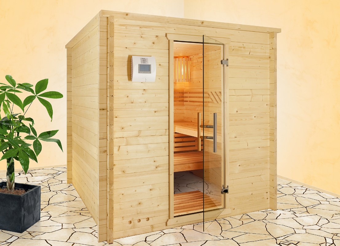 Massivholz-Sauna FINJA 200 x 180 cm