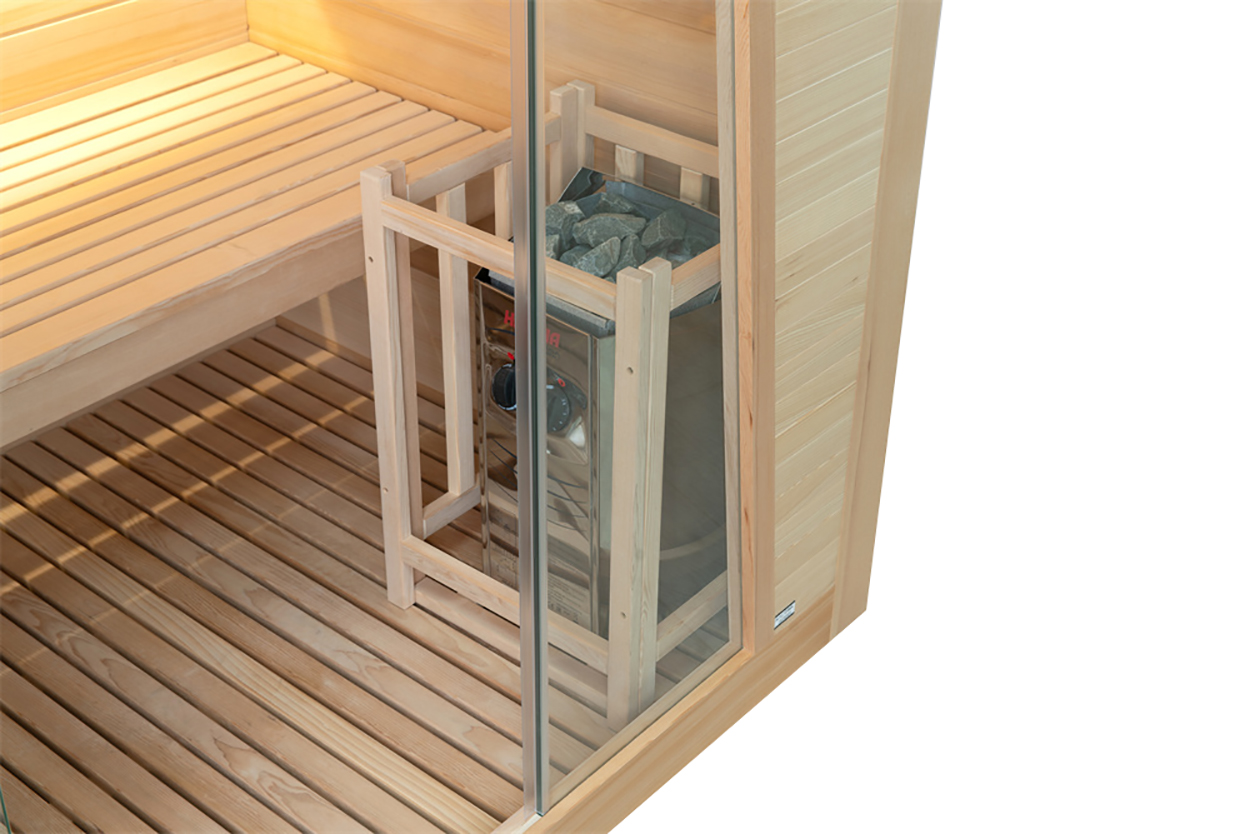 Sauna Tampere mit Sichtglas 125x110cm