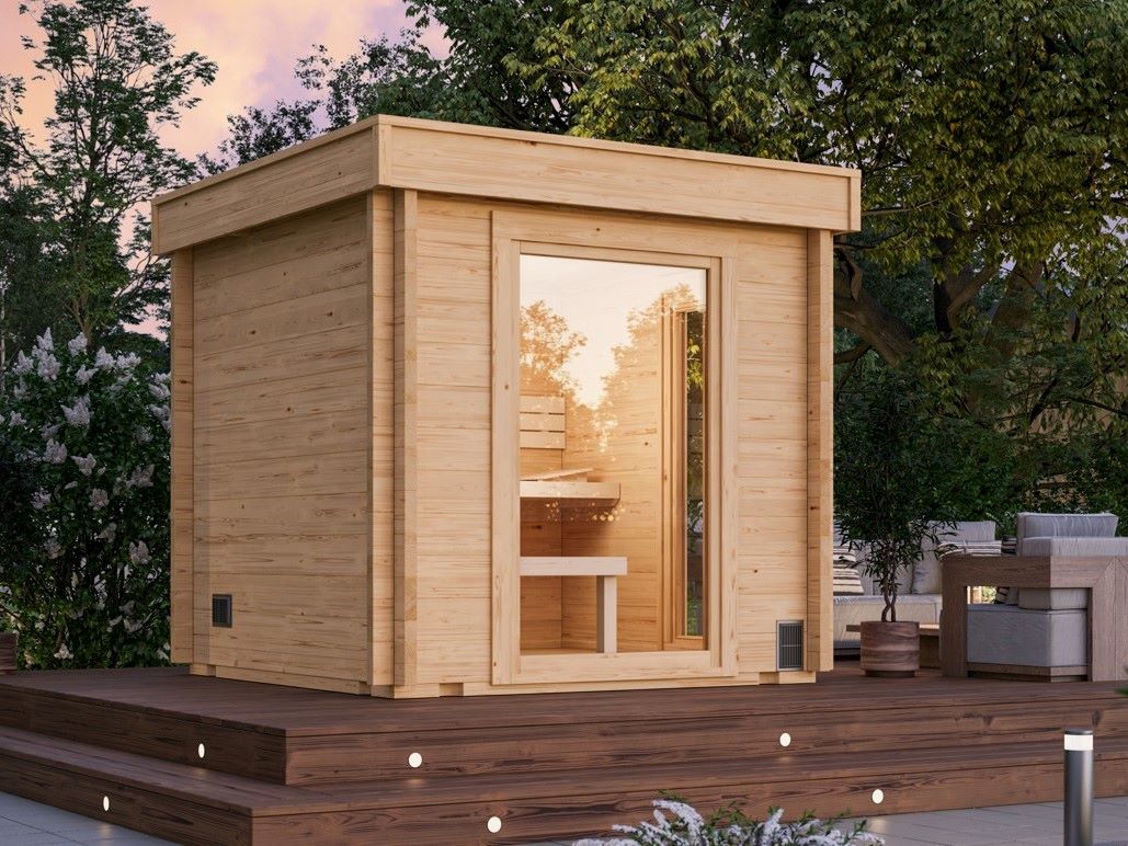 Design Gartensauna Massivholzsauna "Funny" Aktionsmodell Design Gartensauna Massivholzsauna "Funny" Aktionsmodell