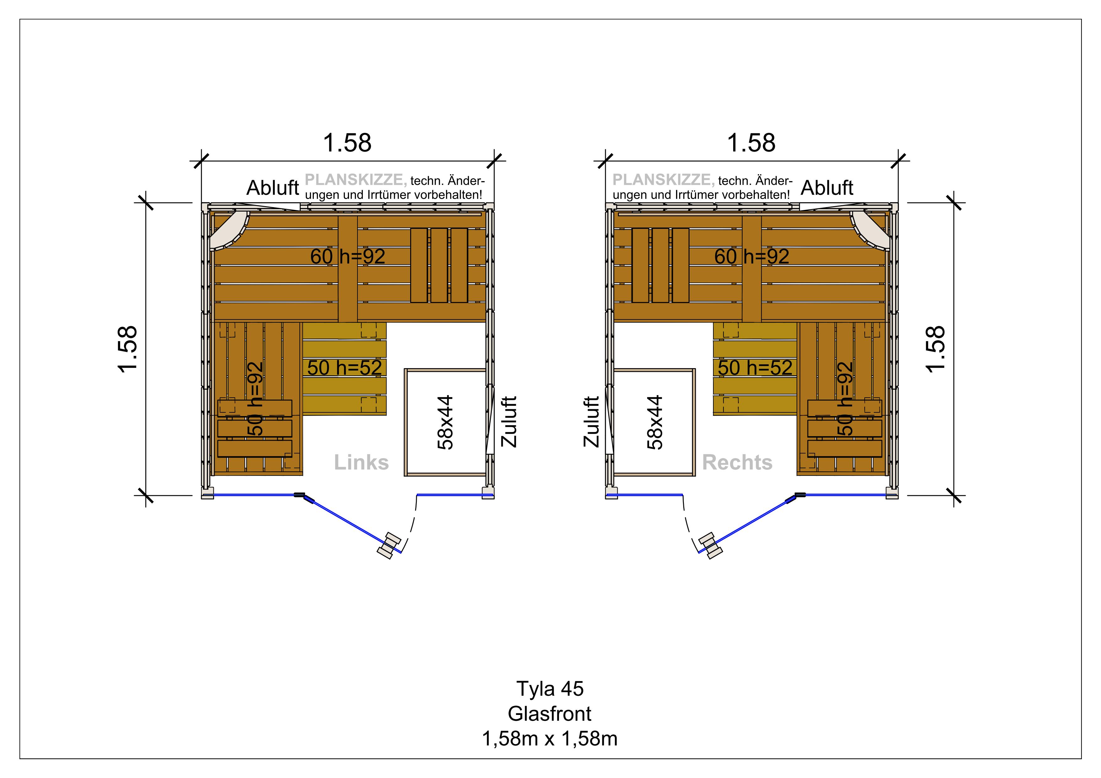 Sauna premium de madera maciza Tyla con frente de cristal fabricada a medida