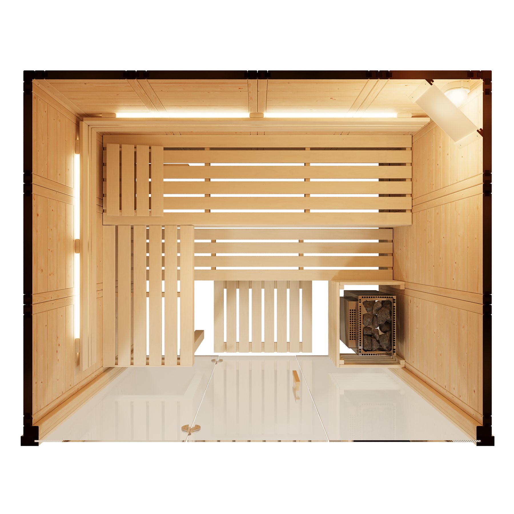 Infraworld Massivholzsauna Solido Glas 170 – Ansicht 4