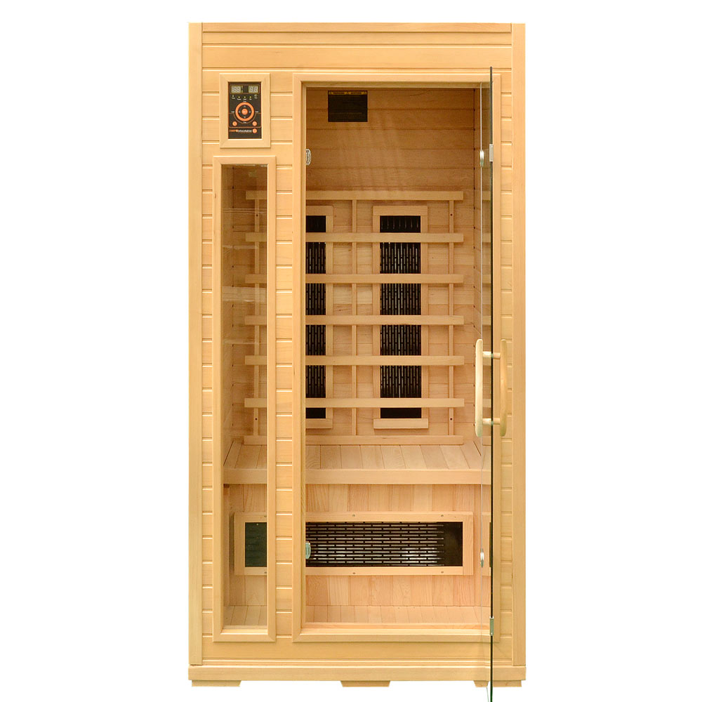 Zanier-relax-infrarotkabine-1 Infrarotkabine Zanier Relax mit Keramikstrahlern, aus Hemlockholz, für 1-2 Personen