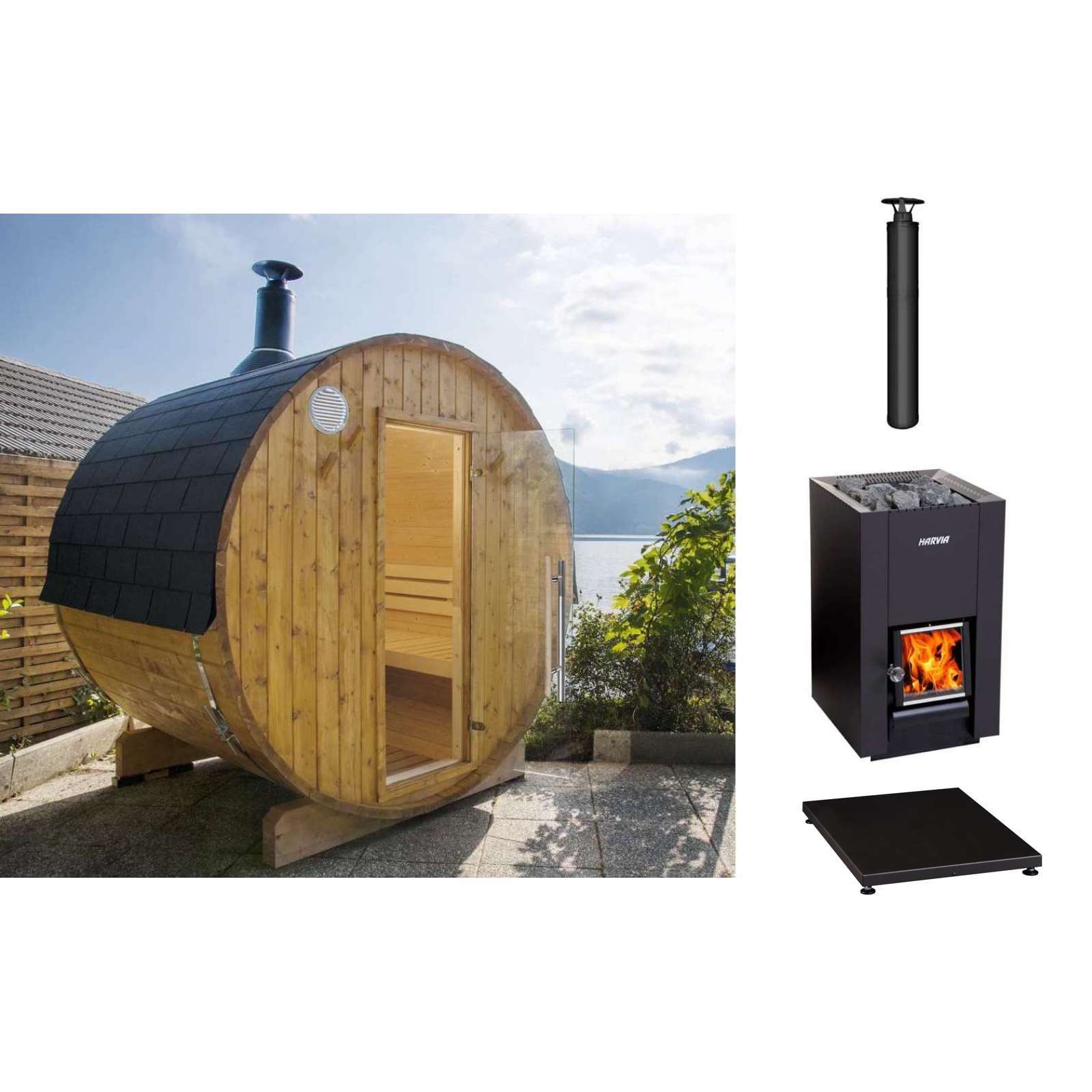 Harvia Fasssauna Kammi 180 mit Holzofen Harvia Fasssauna Kammi 180 mit Holzofen