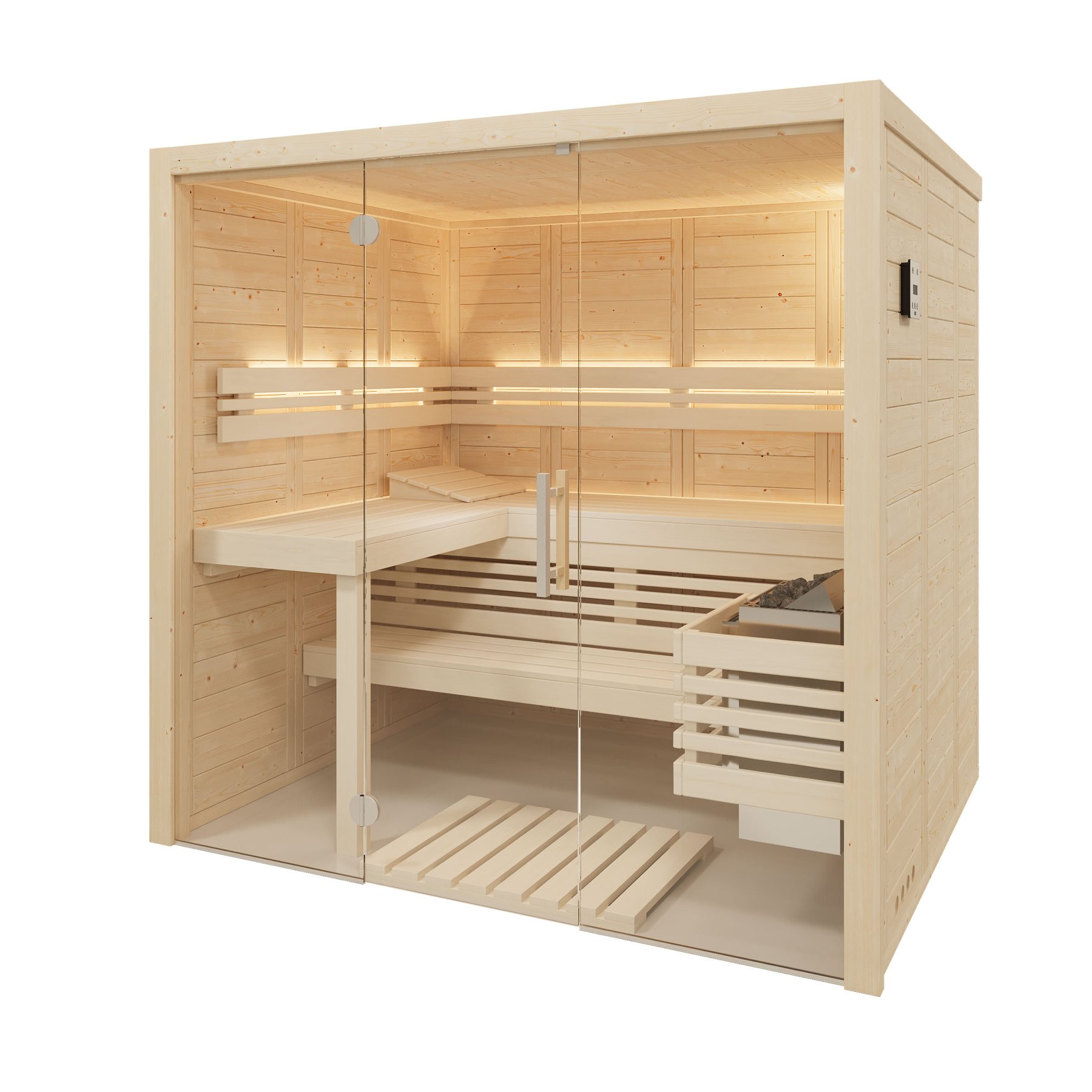 Infraworld Massivholzsauna Solido Glas 170 – Ansicht 3