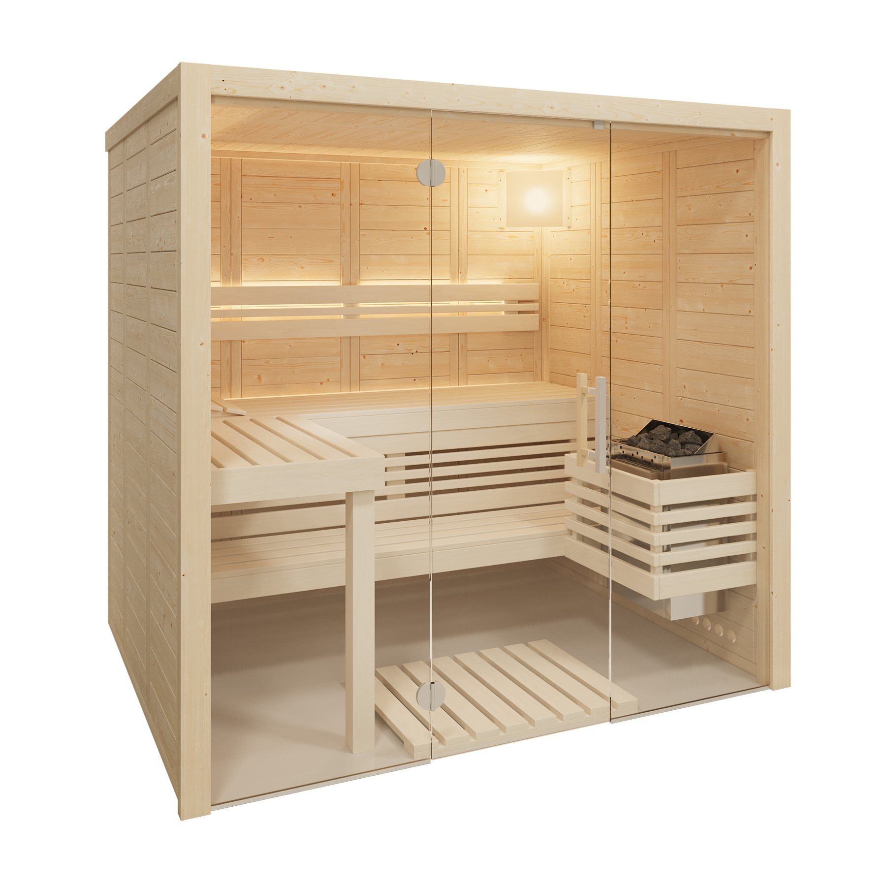 Infraworld Massivholzsauna Solido Glas 170 – Ansicht 2