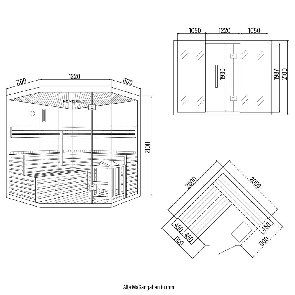 Sauna traditionnel Skyline XL BIG mur en pierre artificielle