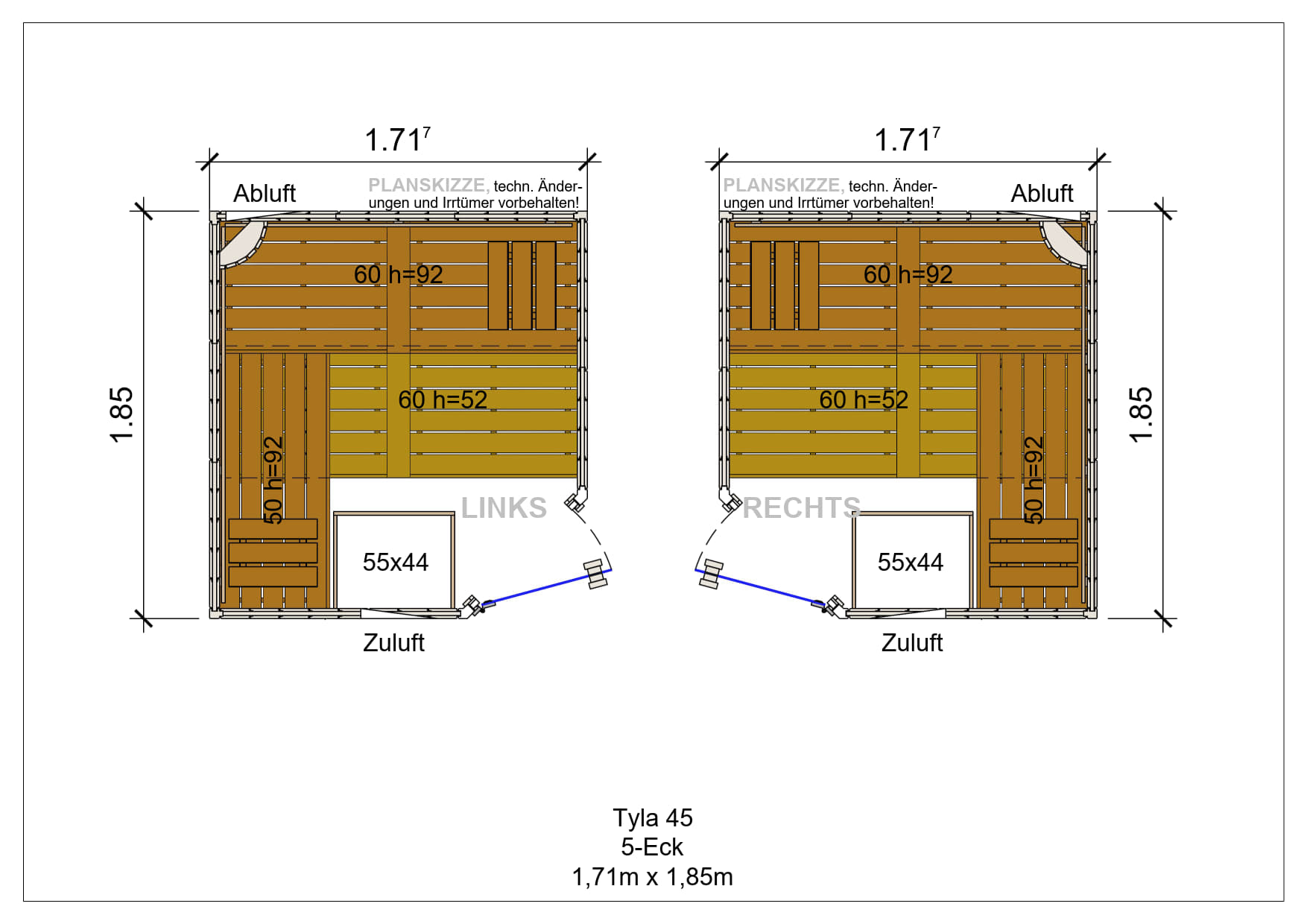 Sauna premium de madera maciza Tyla pentagonal fabricada a medida