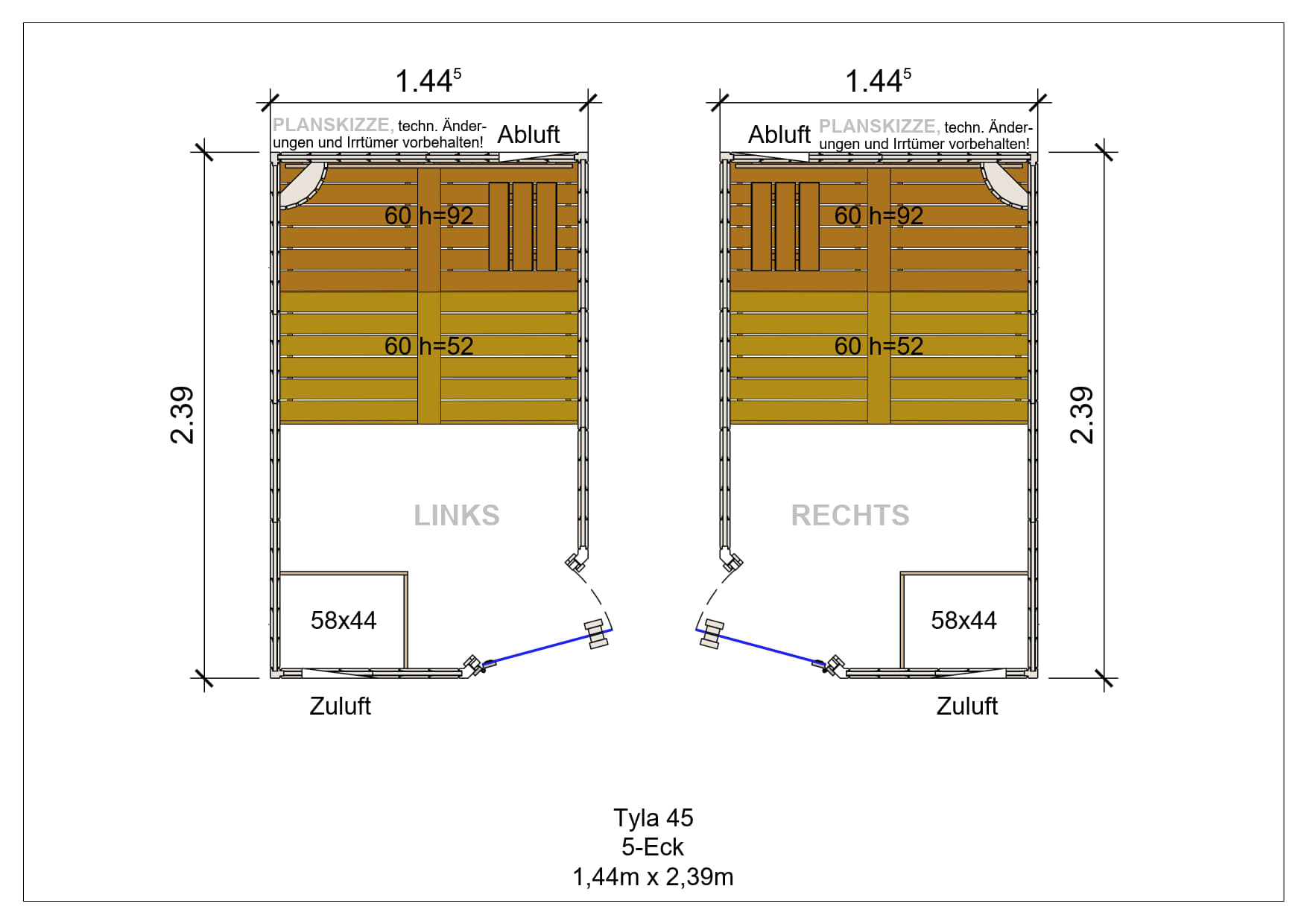 Sauna premium de madera maciza Tyla pentagonal fabricada a medida