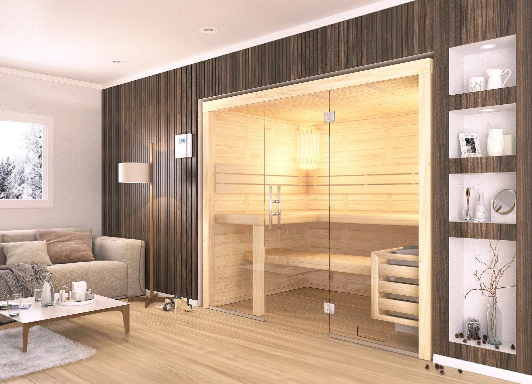 Luxus Massivholzsauna Star mit Glasfront Sonderbau Luxus Massivholzsauna Star mit Glasfront Sonderbau