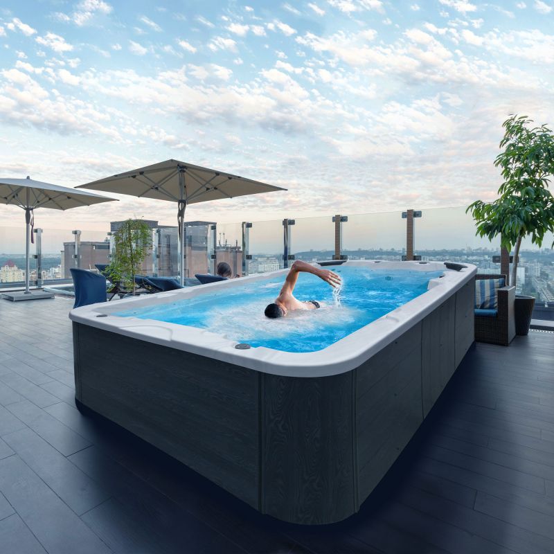 Swimspa Ibiza Sterling Silver inkl. Abdeckung + Stiege 400 × 228 × 131 cm