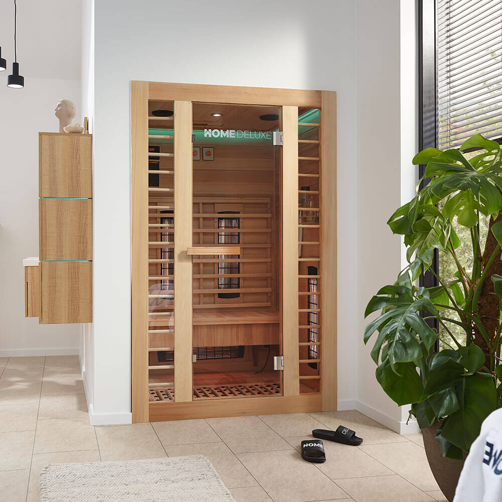Sauna de infrarrojos Redsun M Deluxe Plus con emisores de espectro completo y de magnesio 120 x 105 x 190 cm