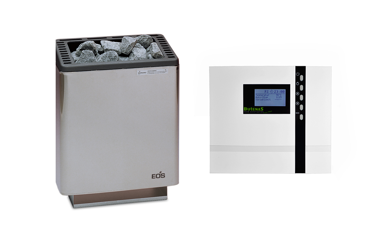 EOS Euro 9 kW Saunaofen Set mit EOS Econ D2