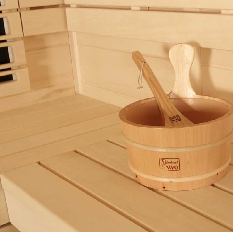 Sauna E1203C-IR Pappelholz 142x103 ohne Ofen und ohne Infrarot-Vollspektrumstrahler 