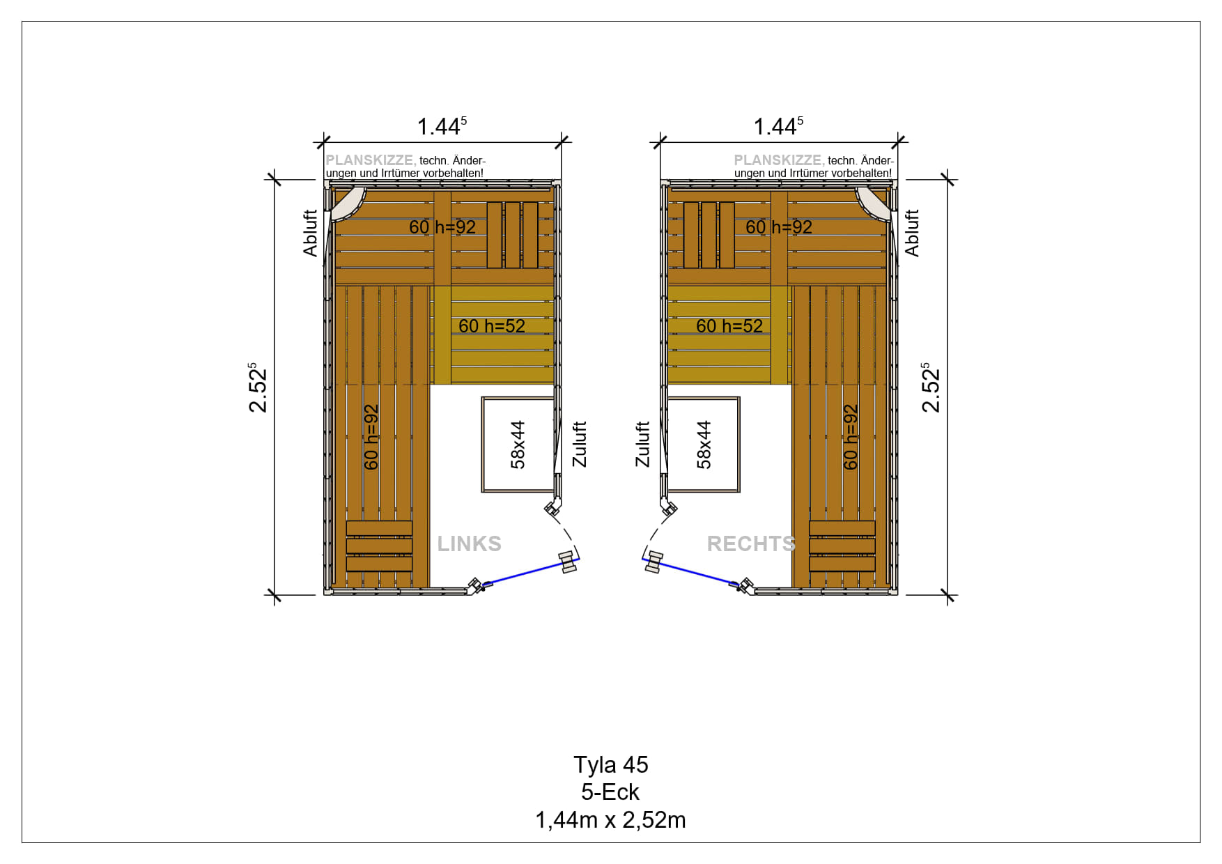 Sauna premium de madera maciza Tyla pentagonal fabricada a medida