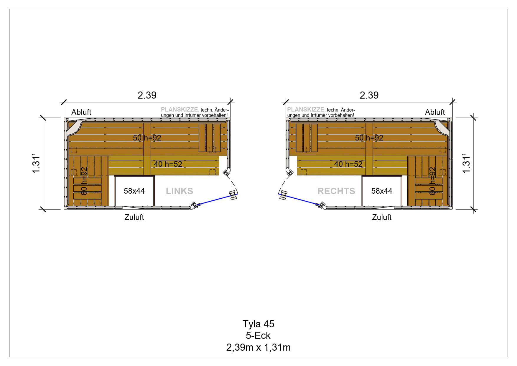 Sauna premium de madera maciza Tyla pentagonal fabricada a medida