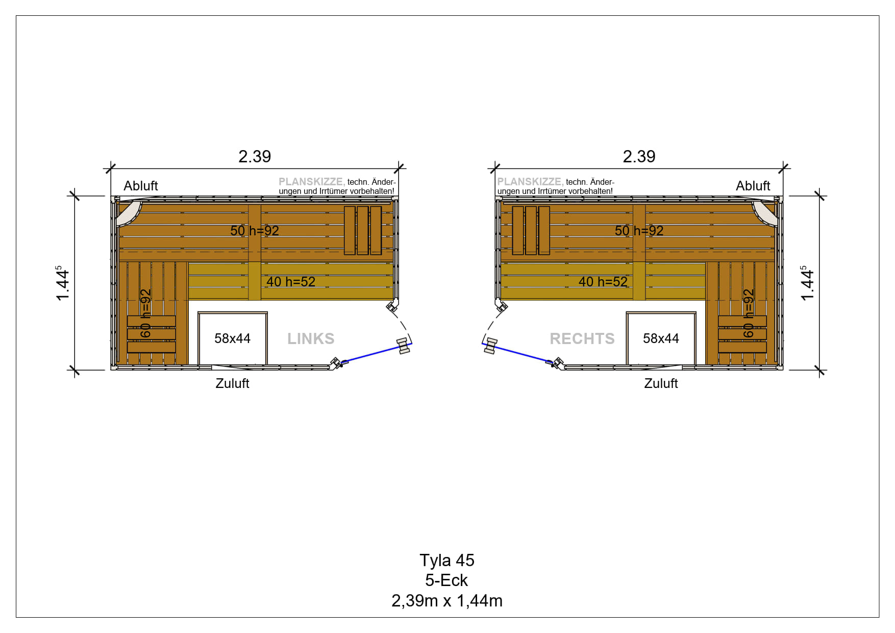 Sauna premium de madera maciza Tyla pentagonal fabricada a medida
