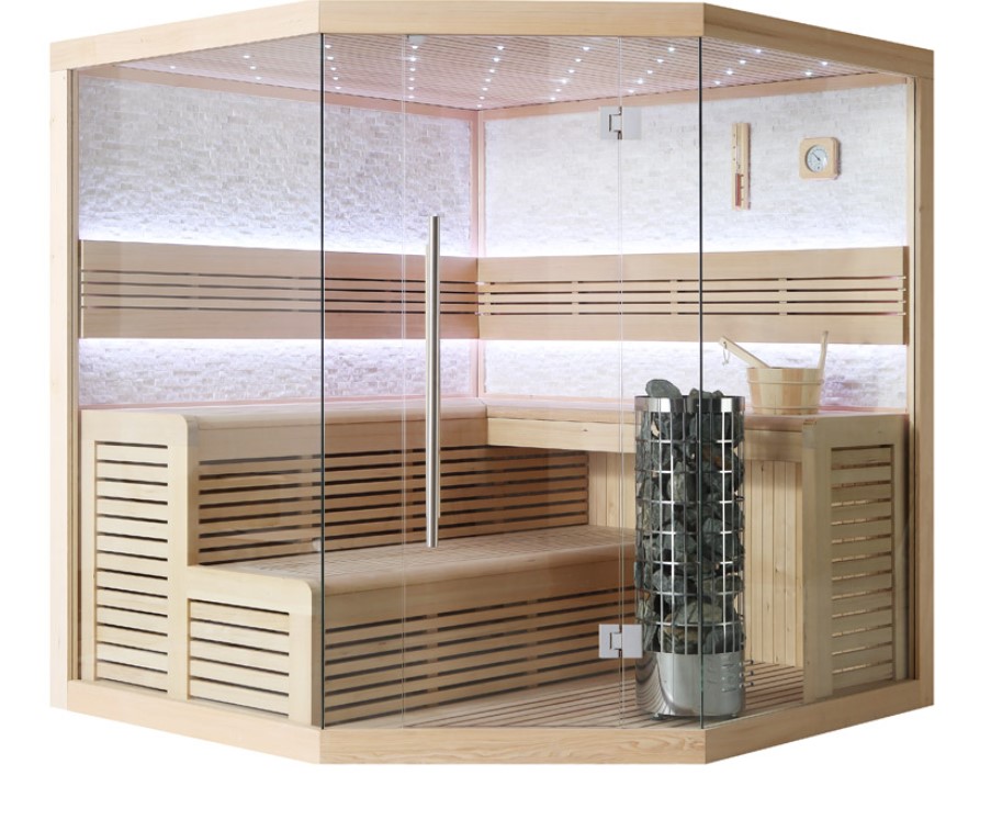 Sauna E1101B Hemlock 200x200 ohne Ofen Sauna E1101B Hemlock 200x200 ohne Ofen