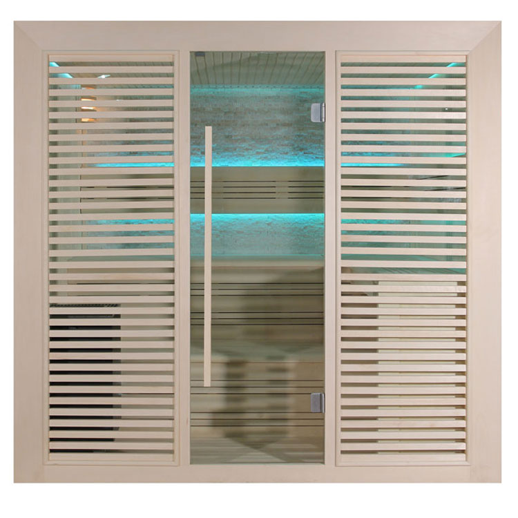 Finnische Sauna AWT E1402A aus Pappelholz inkl. Saunaofen Cilindro / 220 x 170 Finnische Sauna AWT E1402A aus Pappelholz inkl. Saunaofen Cilindro / 220 x 170