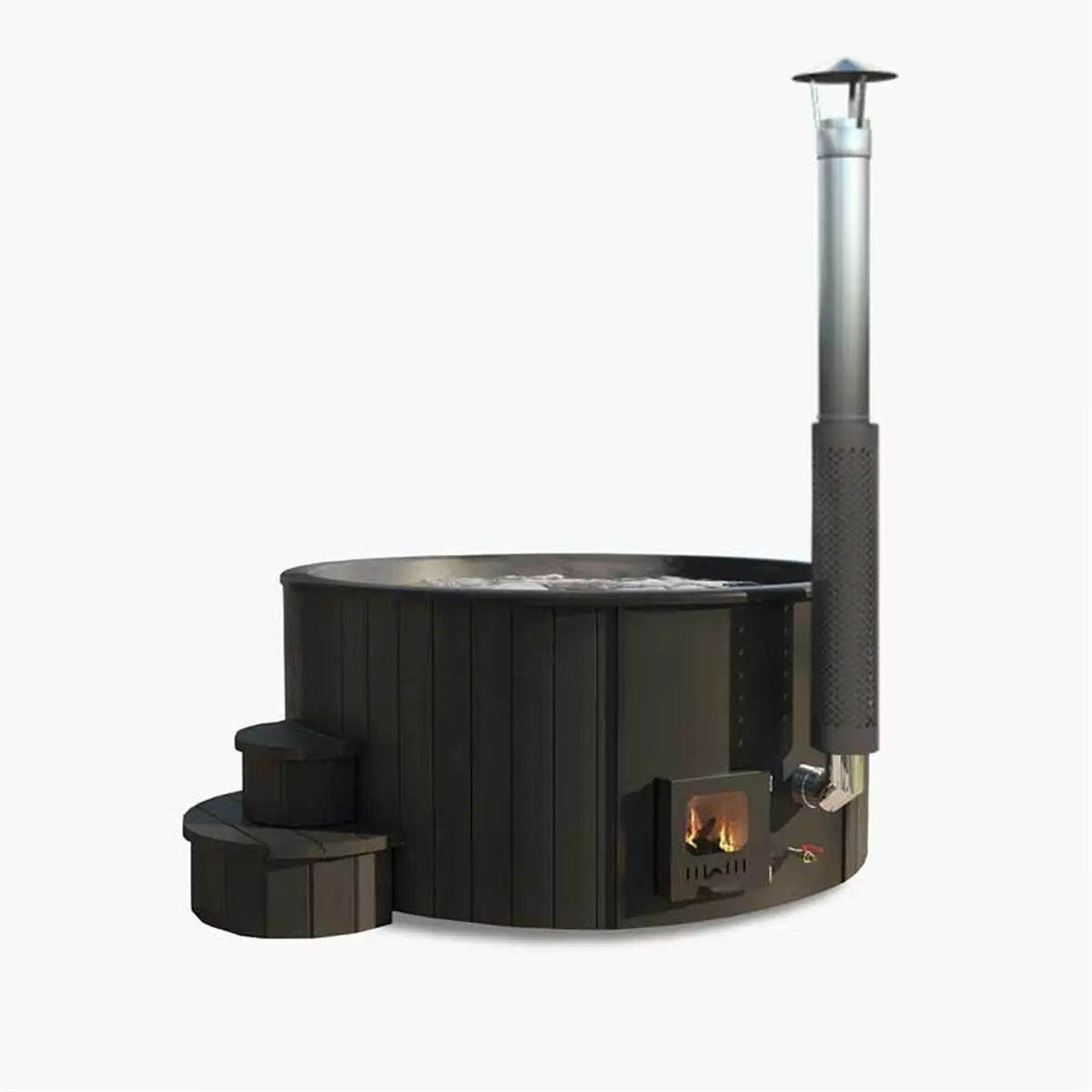Hot Tub Deluxe-Black Edition mit integriertem Holzofen Hot Tub Deluxe-Black Edition mit integriertem Holzofen