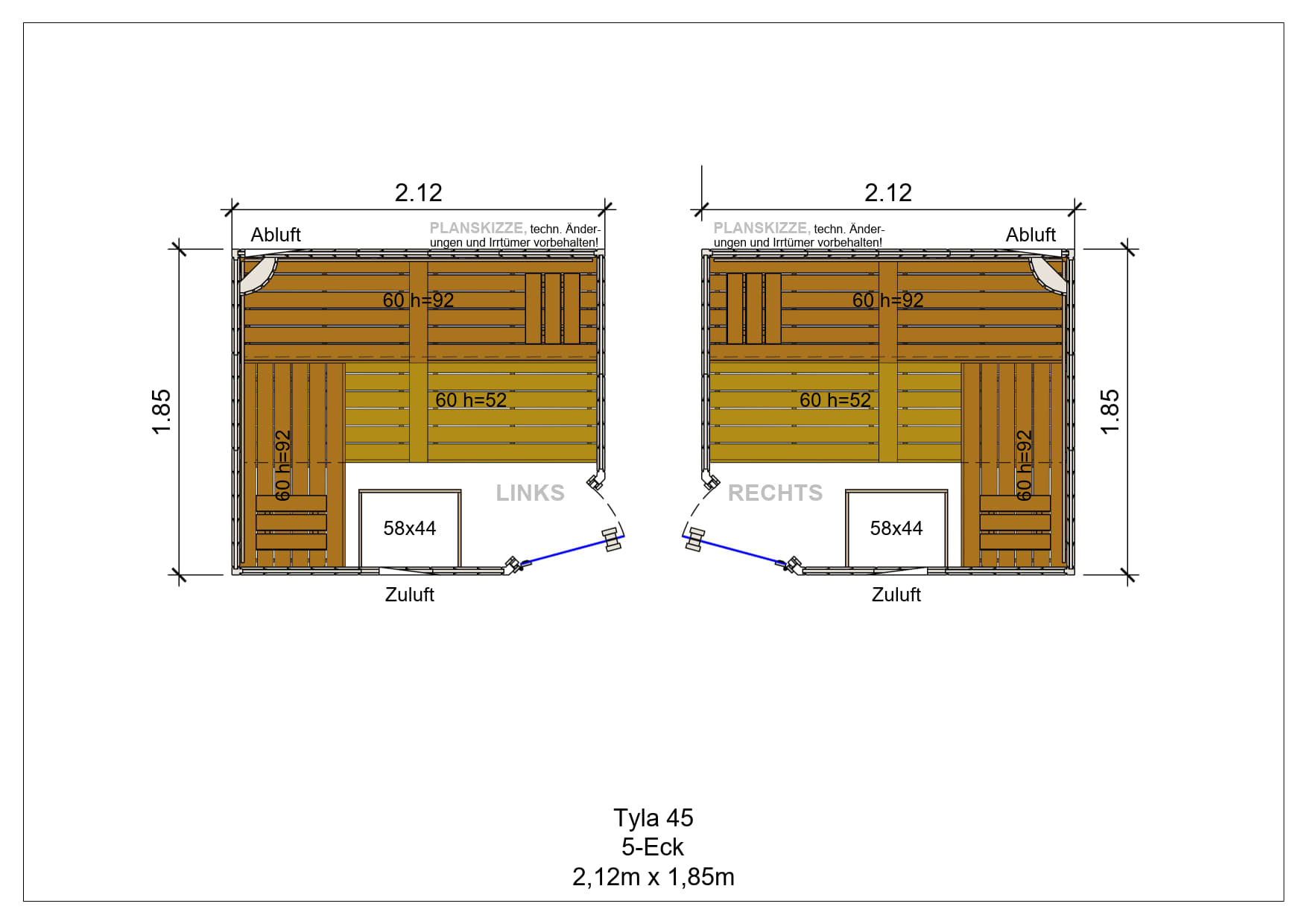 Sauna premium de madera maciza Tyla pentagonal fabricada a medida