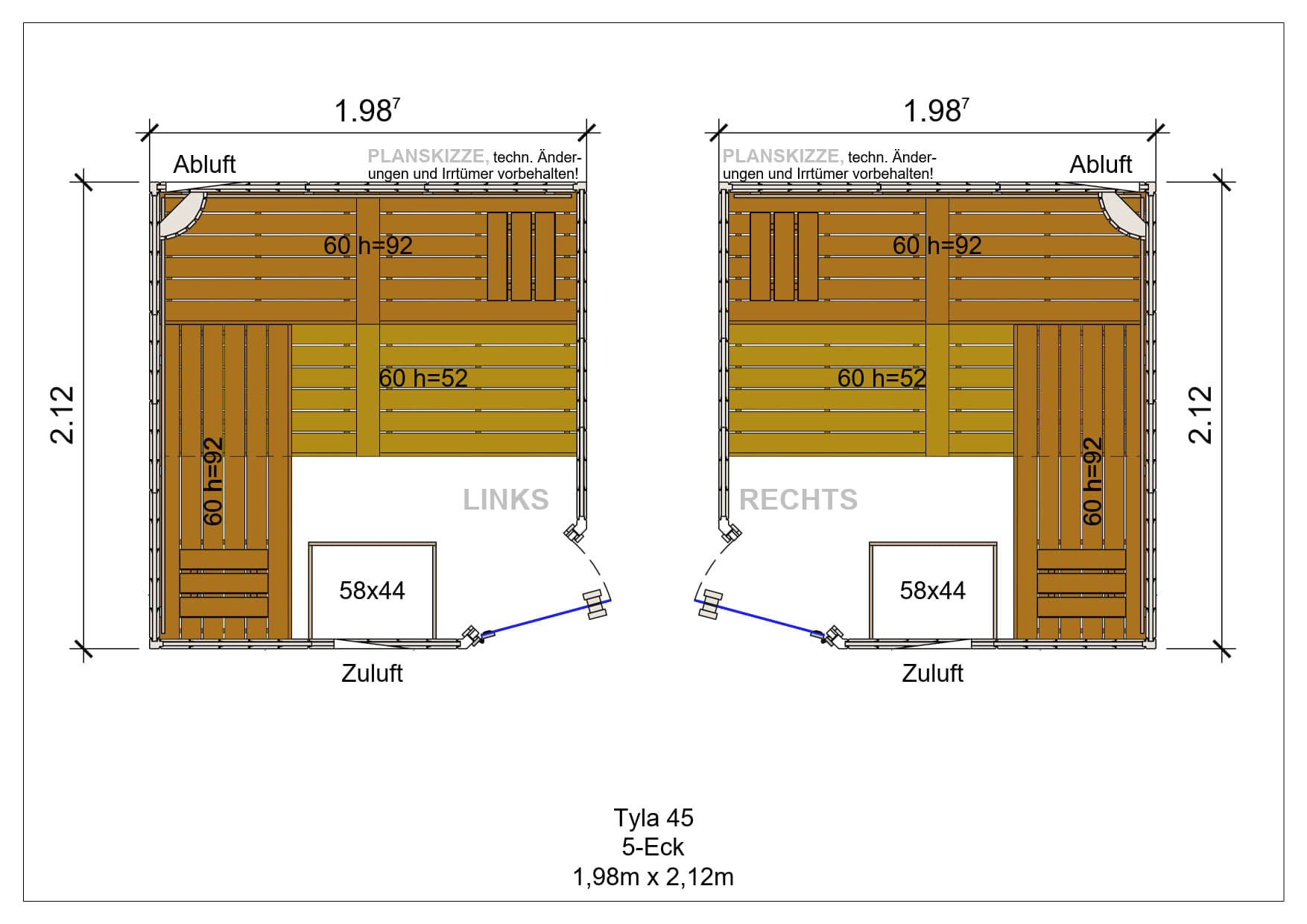 Sauna premium de madera maciza Tyla pentagonal fabricada a medida