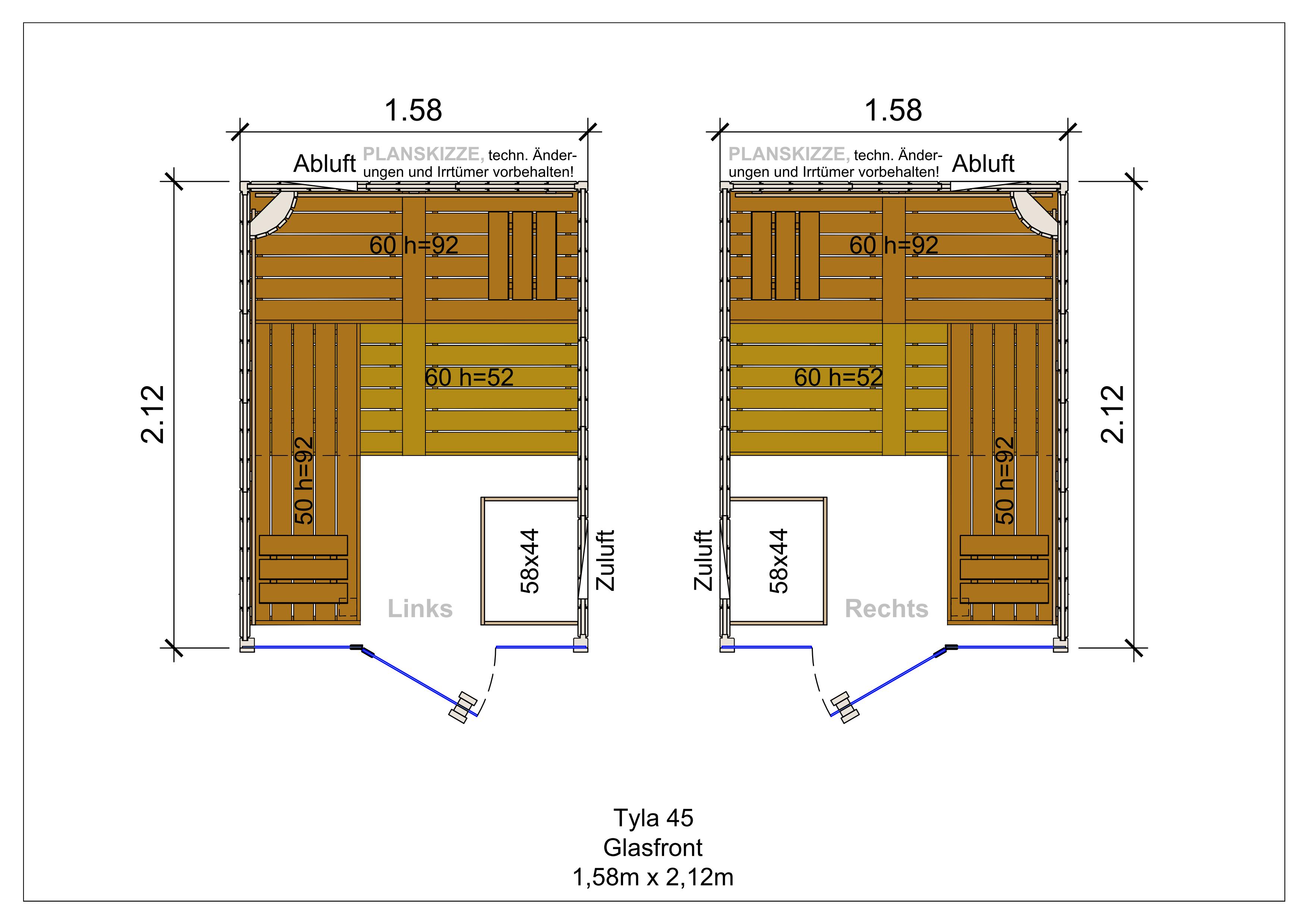 Sauna premium de madera maciza Tyla con frente de cristal fabricada a medida