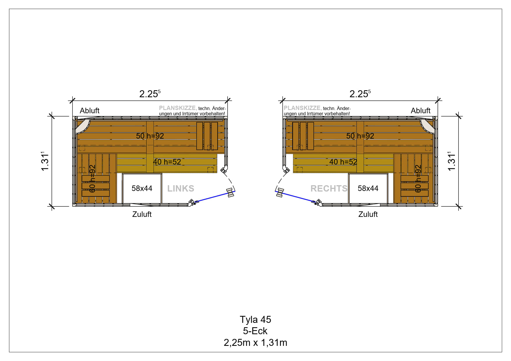 Sauna premium de madera maciza Tyla pentagonal fabricada a medida