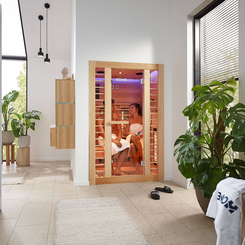 Sauna de infrarrojos Redsun M Deluxe Plus con emisores de espectro completo y de magnesio 120 x 105 x 190 cm