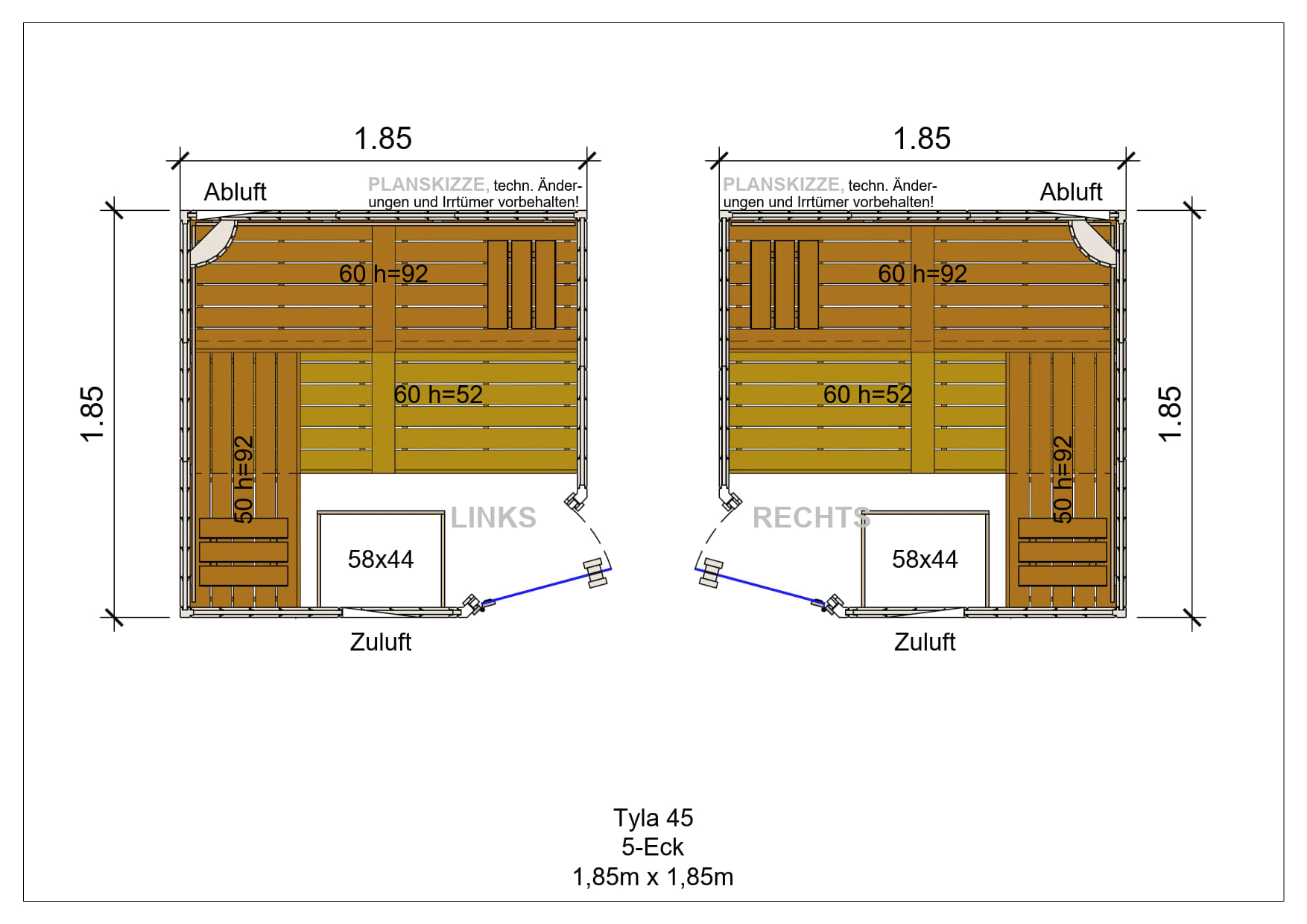 Sauna premium de madera maciza Tyla pentagonal fabricada a medida
