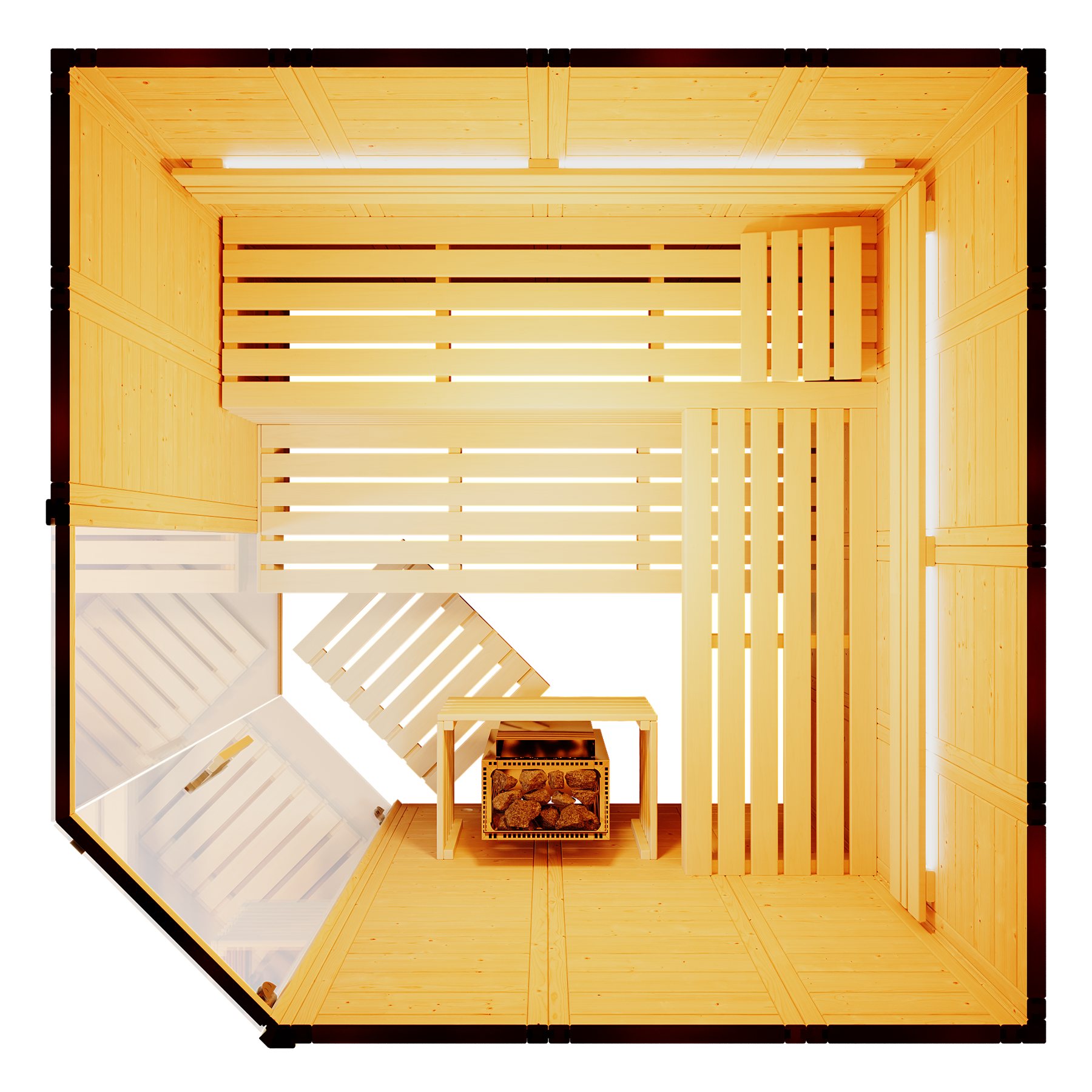 Infraworld Massivholzsauna Solido 210 Ecke – Ansicht 2