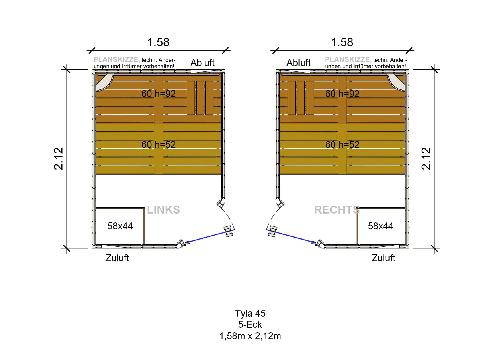 Sauna premium de madera maciza Tyla pentagonal fabricada a medida