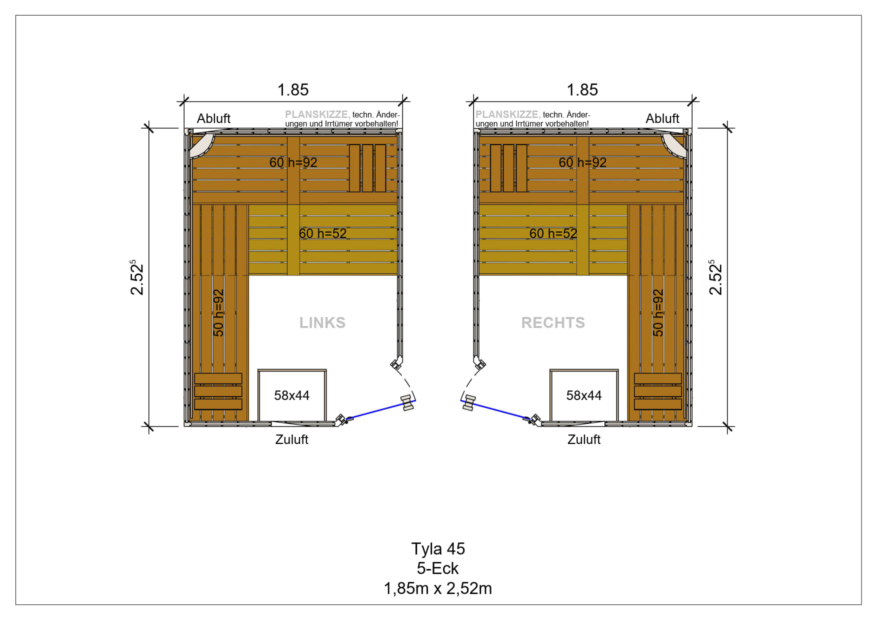 Sauna premium de madera maciza Tyla pentagonal fabricada a medida