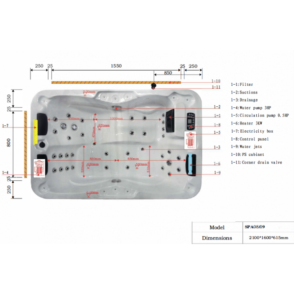 13. Bild von Outdoor Whirlpool Modena weiß inkl. Abdeckung 205 x 130