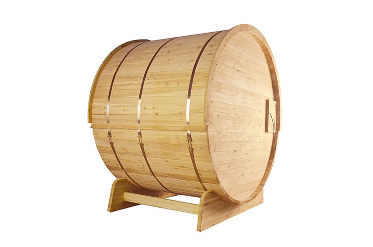 Infrarot Fasssauna aus Zedernholz Rustikal mit Veranda / 153x196x216,5cm