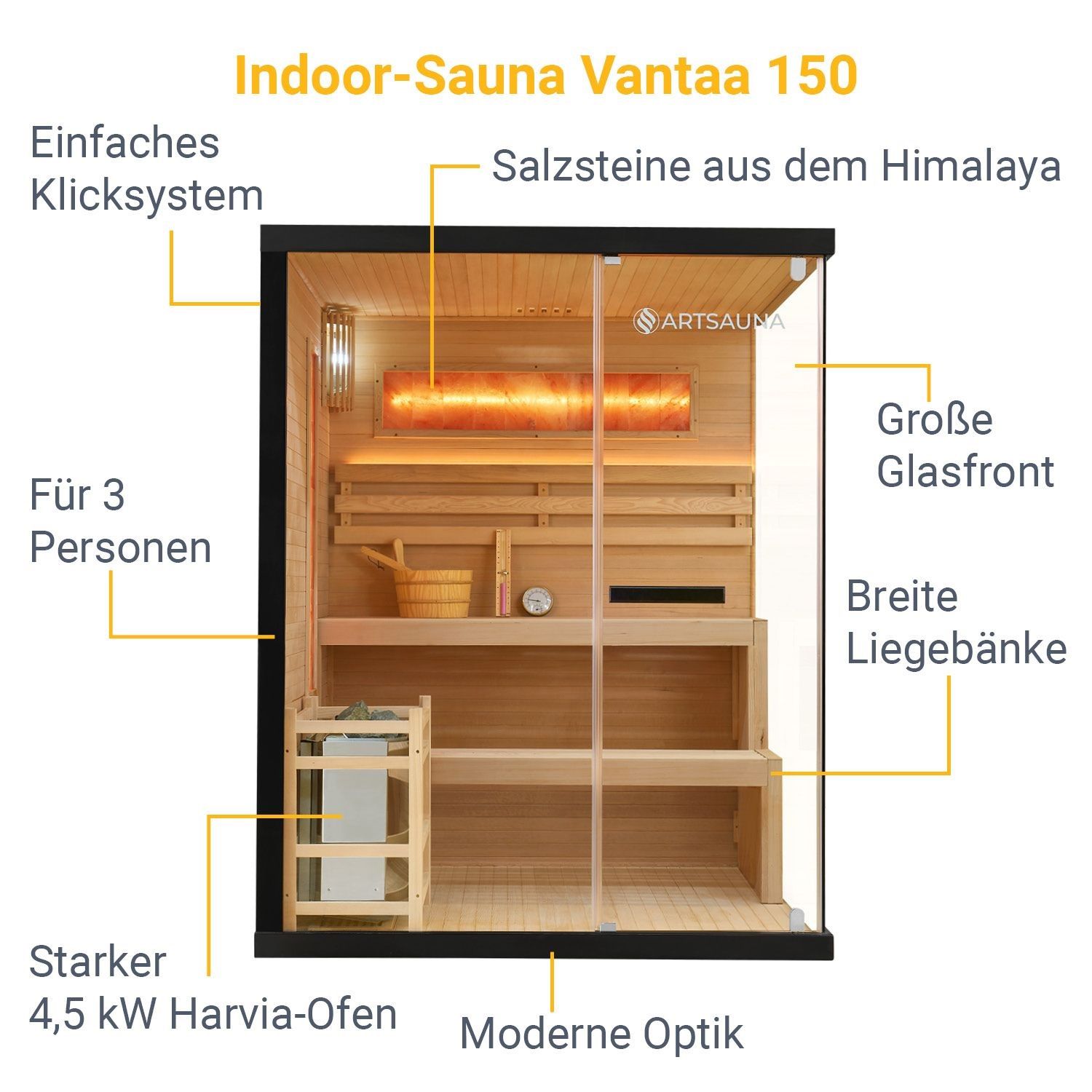 Innensauna Vantaa 150 mit Salzsteinen