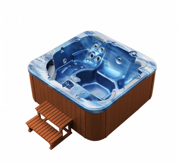 Bild von Outdoor Whirlpool Torina in ozeanblau / teak 215 x 215 cm